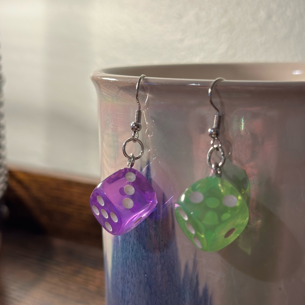 Mardi Gras Dice Earrings